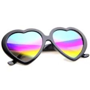 Women's Oversize Rainbow Lens Heart Sunglasses 55mm